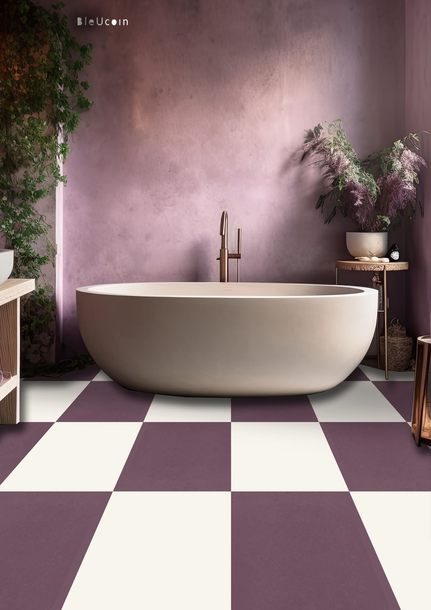 Mulberry & off White Checker Anti Slip Flooring