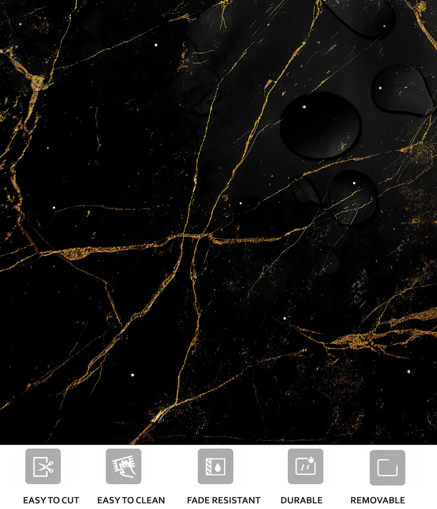 Black Gold Marble Peel & Stick Tile