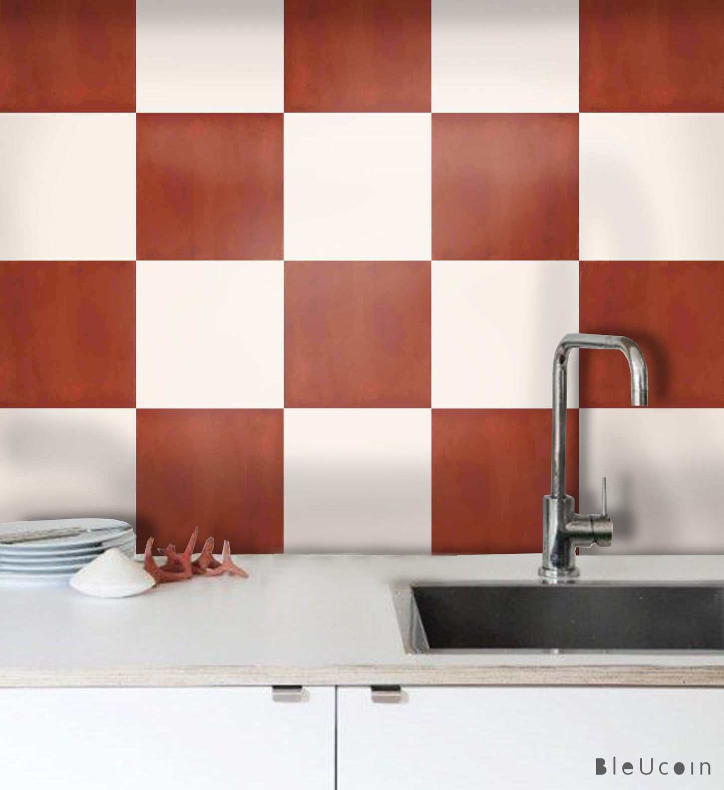 Petra & off White Checker Peel & Stick Tile