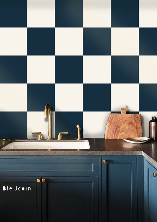 Blue & White Checker Peel & Stick Tile