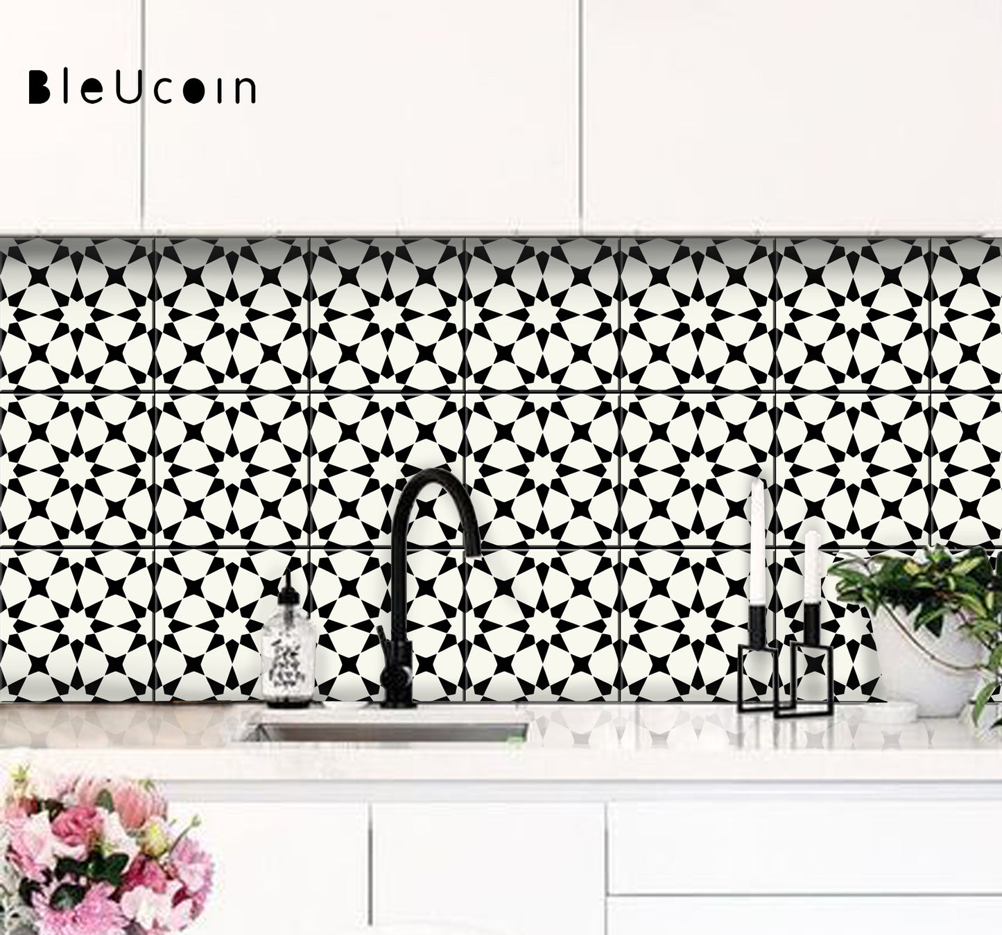 Pacific Black & White Peel & Stick Tile