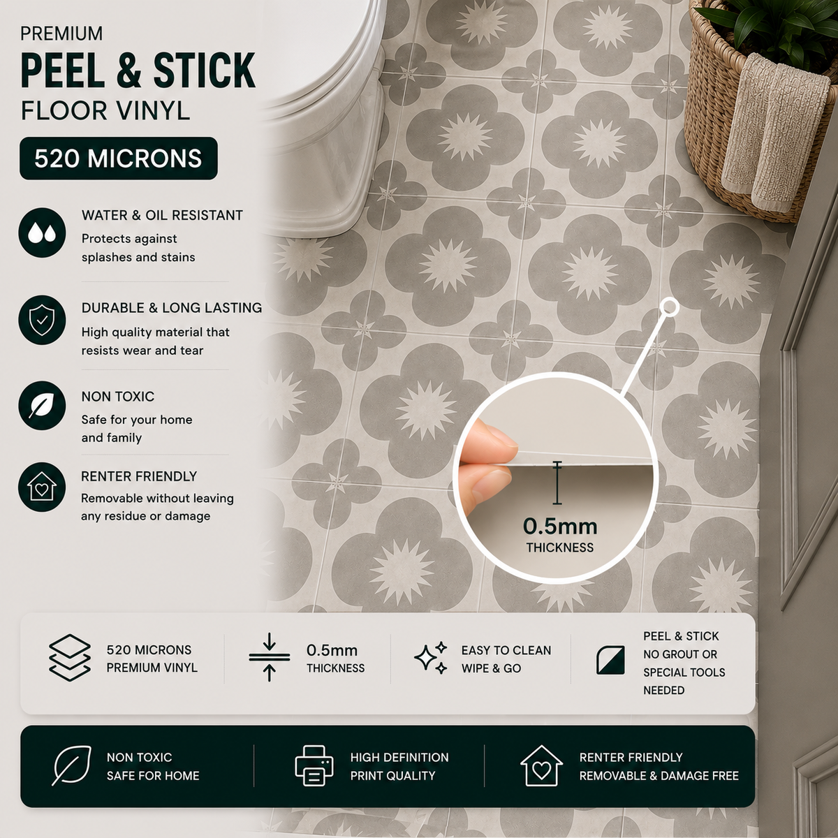 Sakura Ash Peel & Stick Anti Slip Flooring