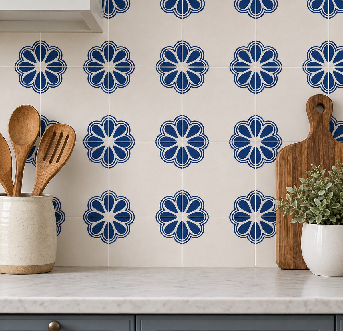 Jaipur Ink – Navy Blue & White Floral Peel & Stick Tile
