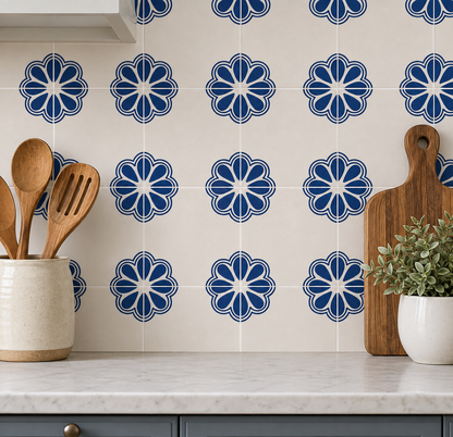Jaipur Ink – Navy Blue & White Floral Peel & Stick Tile