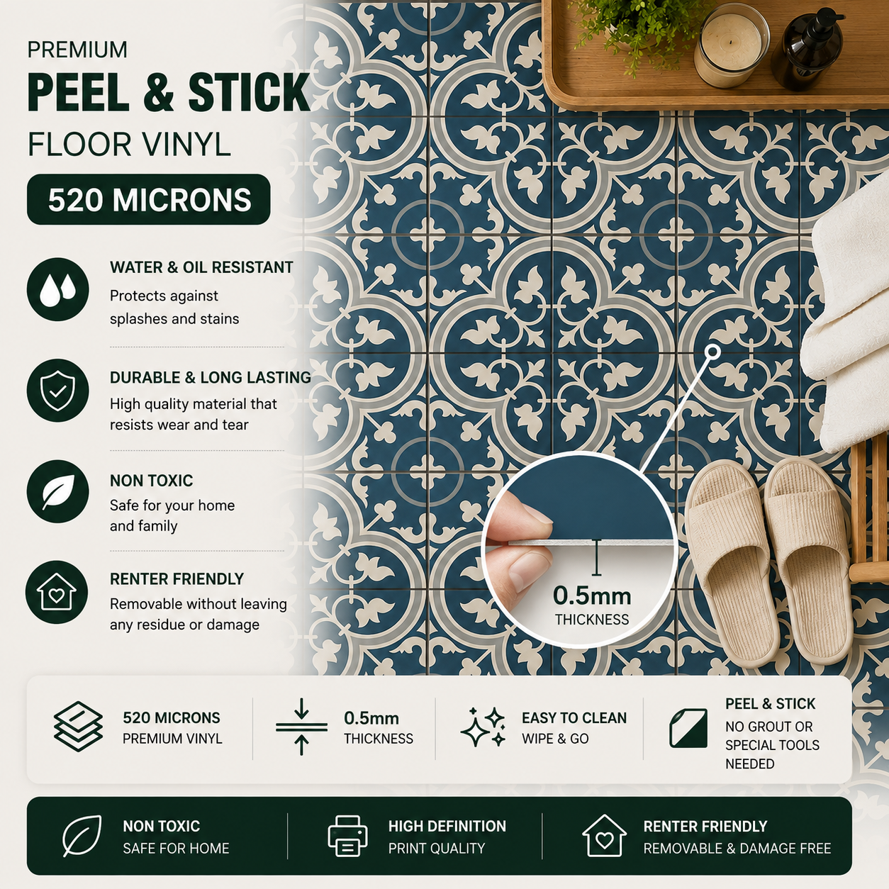 Bruges Peel & Stick Anti Slip Flooring