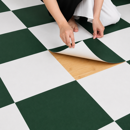Moss Green & off White Checker Anti Slip Flooring