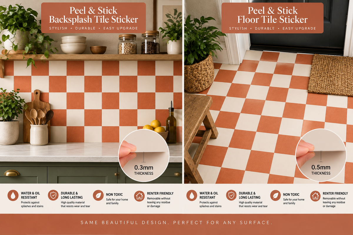 Ginger & off White Checker Anti Slip Flooring