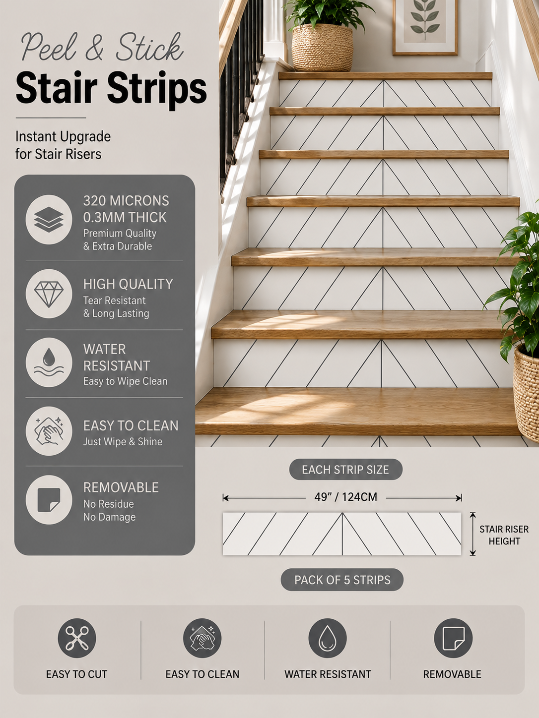 Monaco Peel & Stick Stair Strip