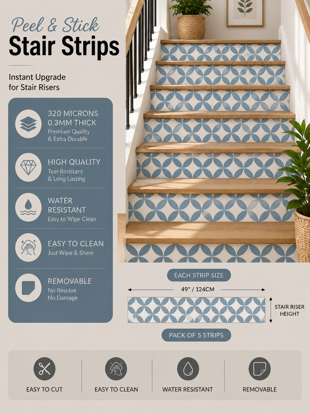 Barcelona Teapot Peel & Stick Stair Strip