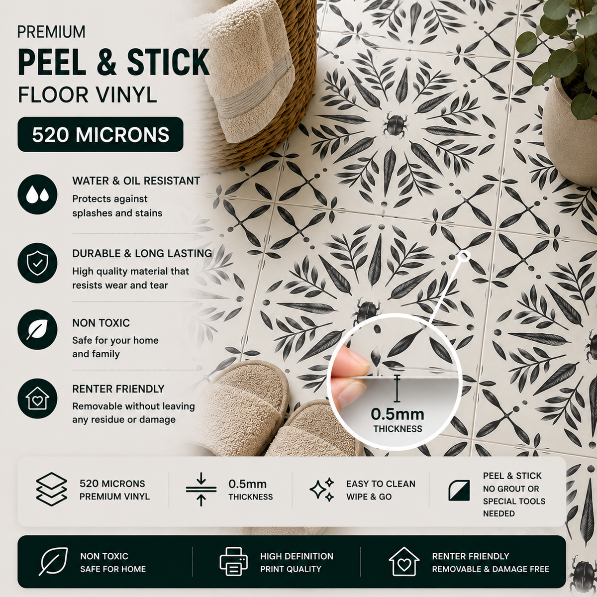 Scarab Rosette  Peel & Stick Anti Slip Flooring