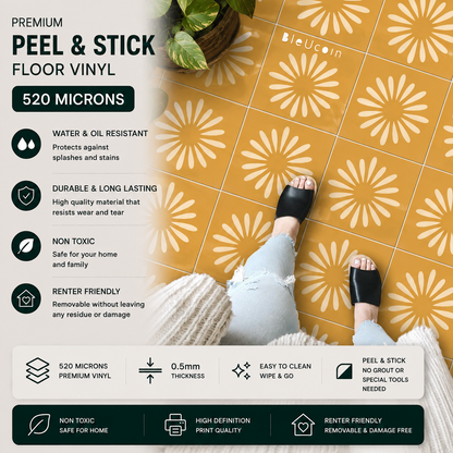 Pithora Ochre Peel & Stick Anti Slip Flooring