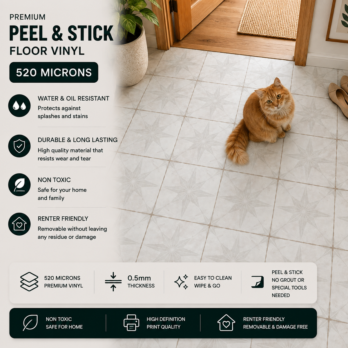 Positano Vintage Peel & Stick Anti Slip Flooring