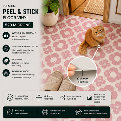 Sakura Rose Peel & Stick Anti Slip Flooring