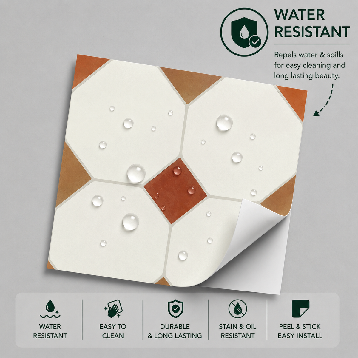 Warsaw Terracotta  Peel & Stick Anti Slip Flooring