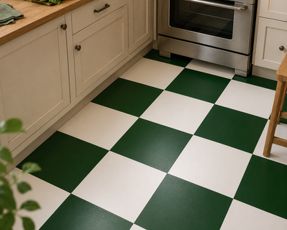 Moss Green & off White Checker Anti Slip Flooring