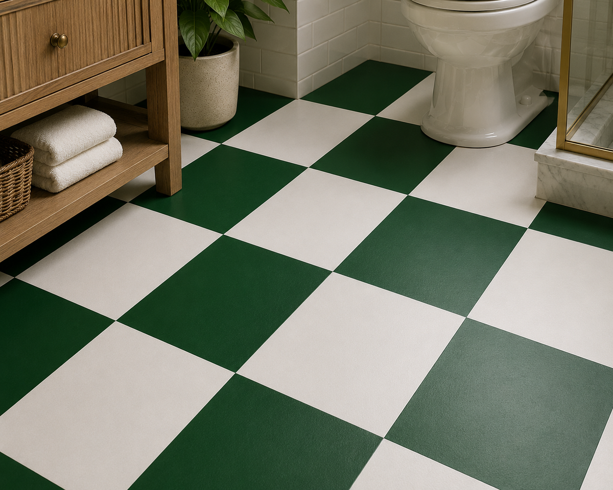 Moss Green & off White Checker Anti Slip Flooring