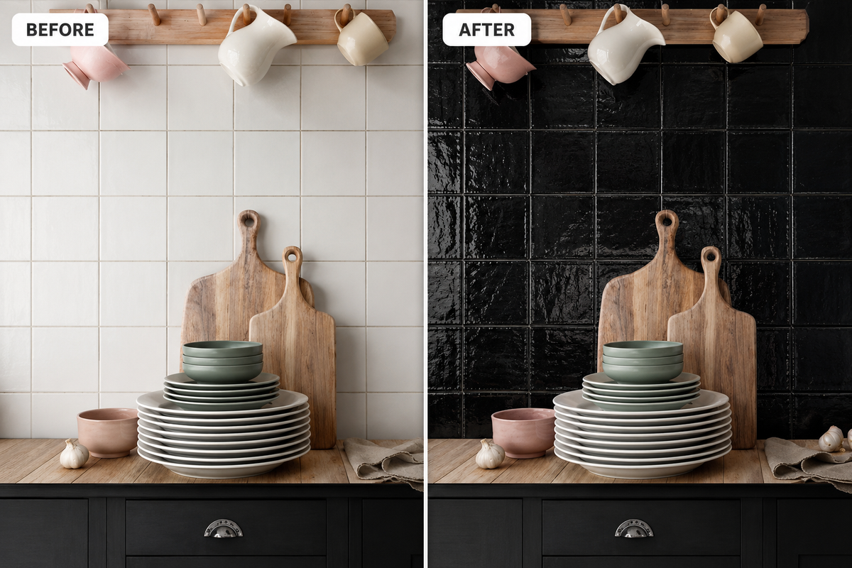 Black Souk  Peel & Stick Tile ( Glossy )