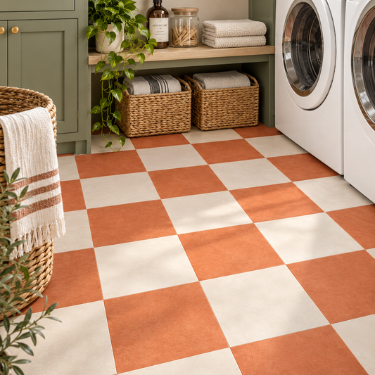Ginger & off White Checker Anti Slip Flooring