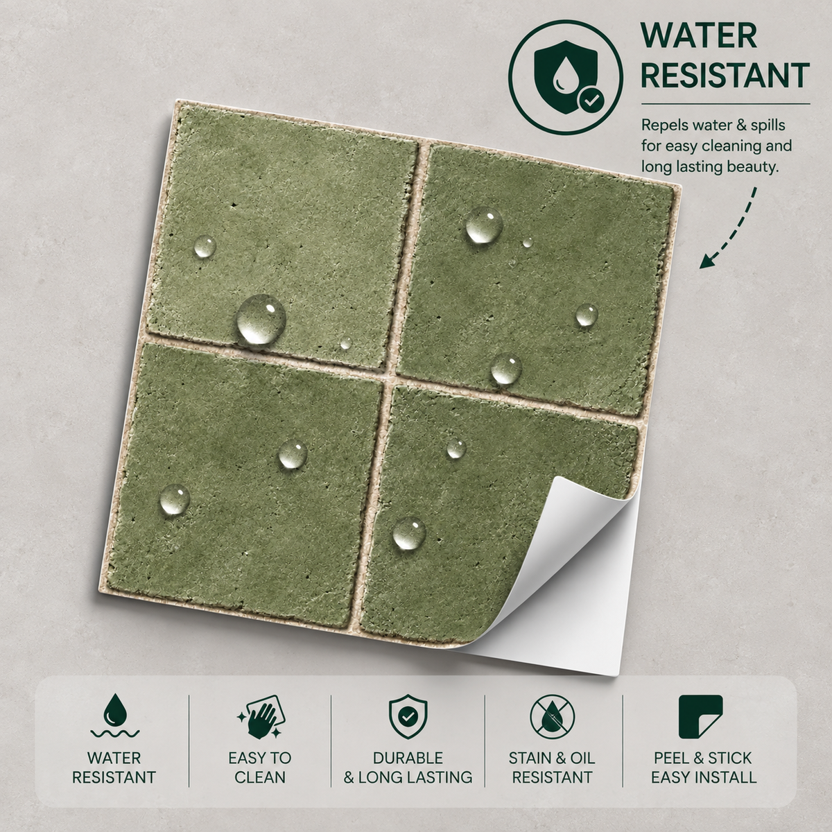 Rabat Sage Peel & Stick Anti Slip Flooring
