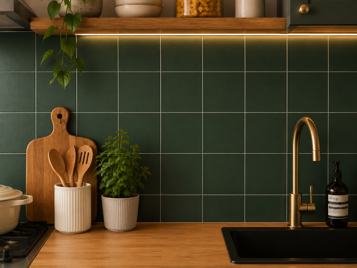 Moss Green Plain  Peel & Stick Tile