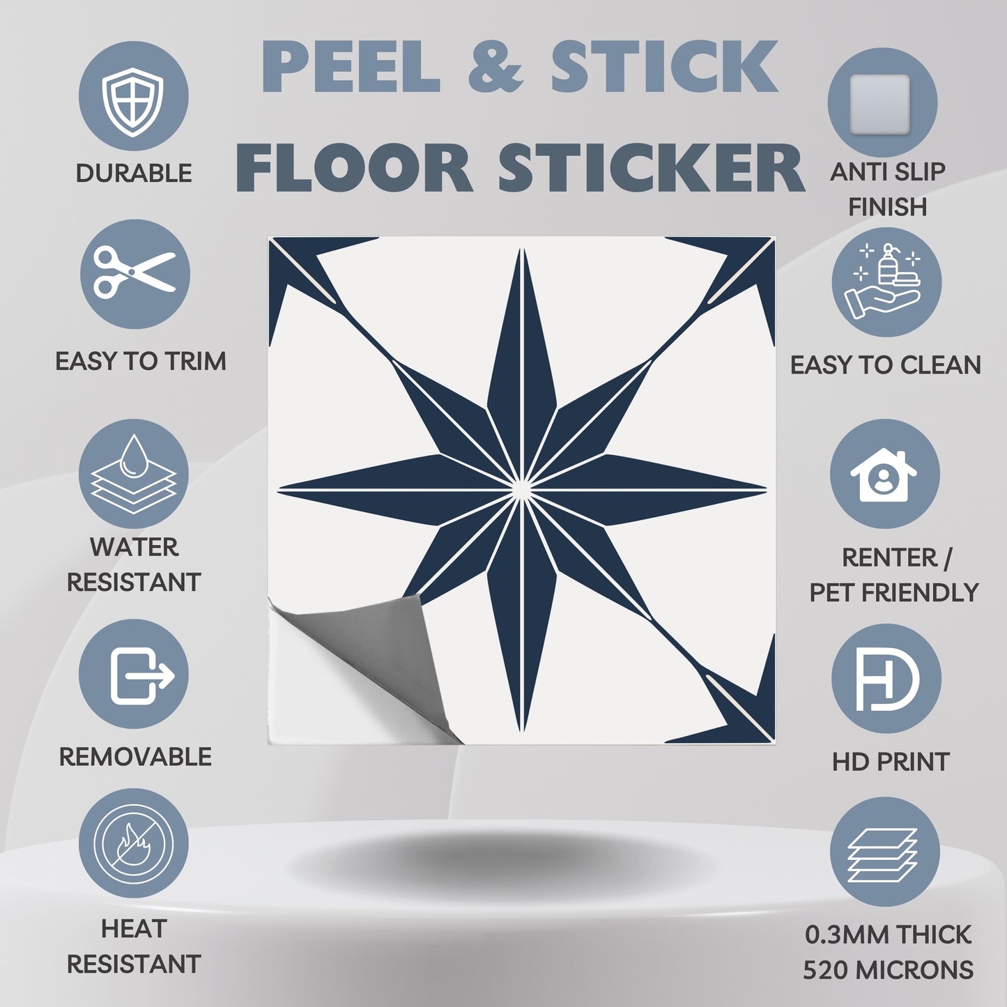 Positano Navy  Peel & Stick Anti Slip Flooring