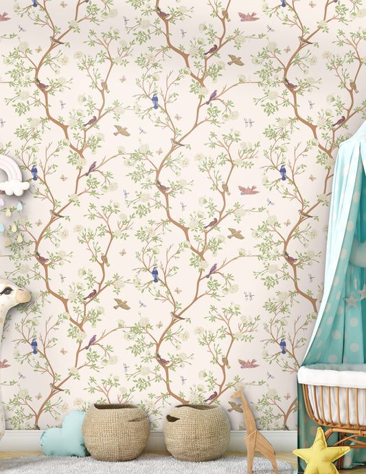 Chinoiserie Ivory Peel & Stick Wallpaper