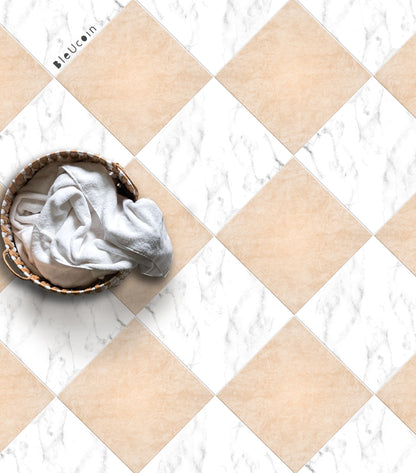 Stone Beige & White Checker Anti Slip Flooring