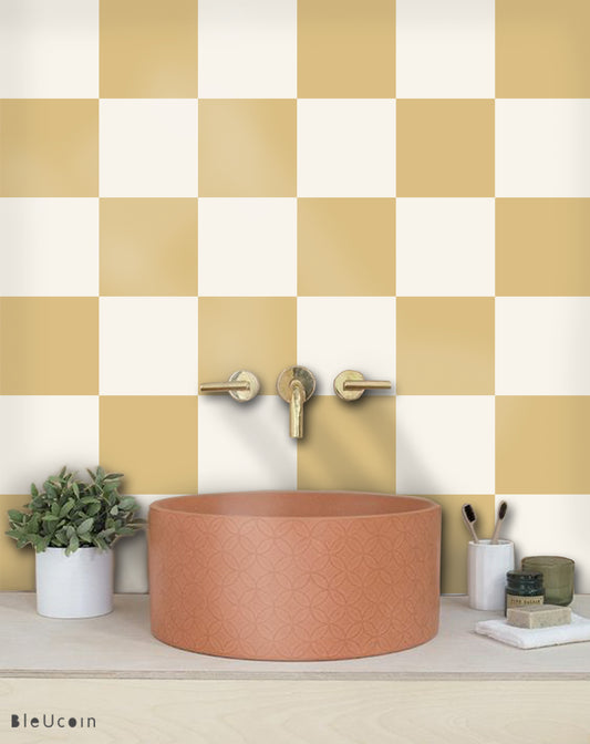 Tuscan & off White Checker Peel & Stick Tile