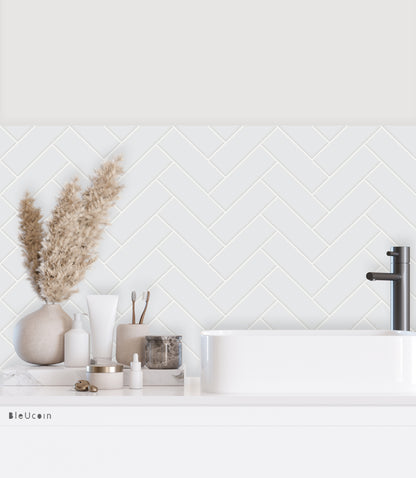 Ivory Herringbone Peel & Stick Tile