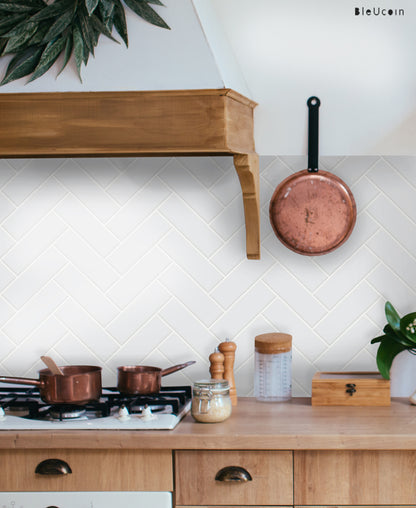 Ivory Herringbone Peel & Stick Tile