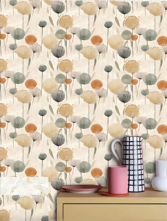 Boho dandelion Peel & Stick Wallpaper