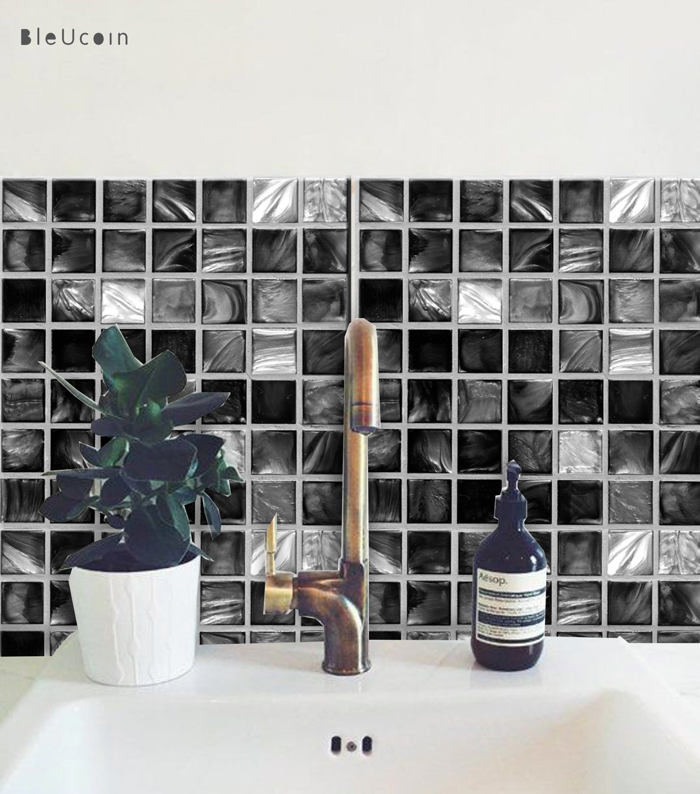 Black Mosaic Peel & Stick Tile