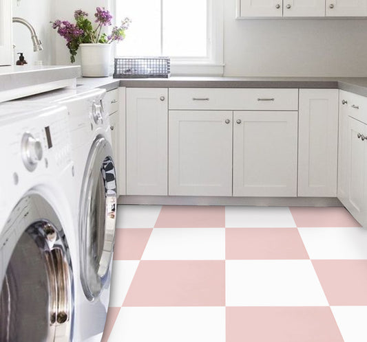 French Rose & off White Checker Anti Slip Flooring