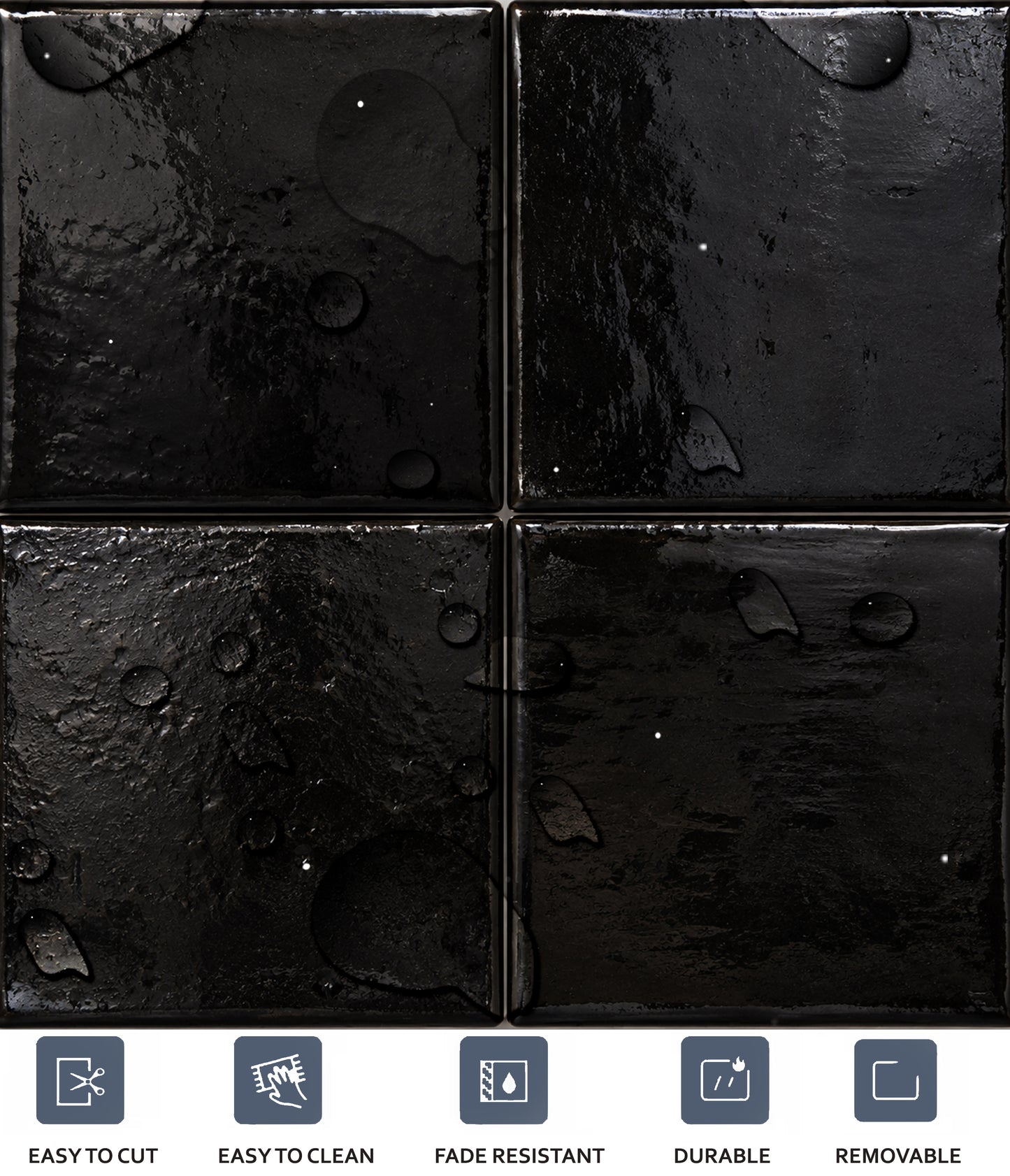 Black Souk  Peel & Stick Tile ( Glossy )