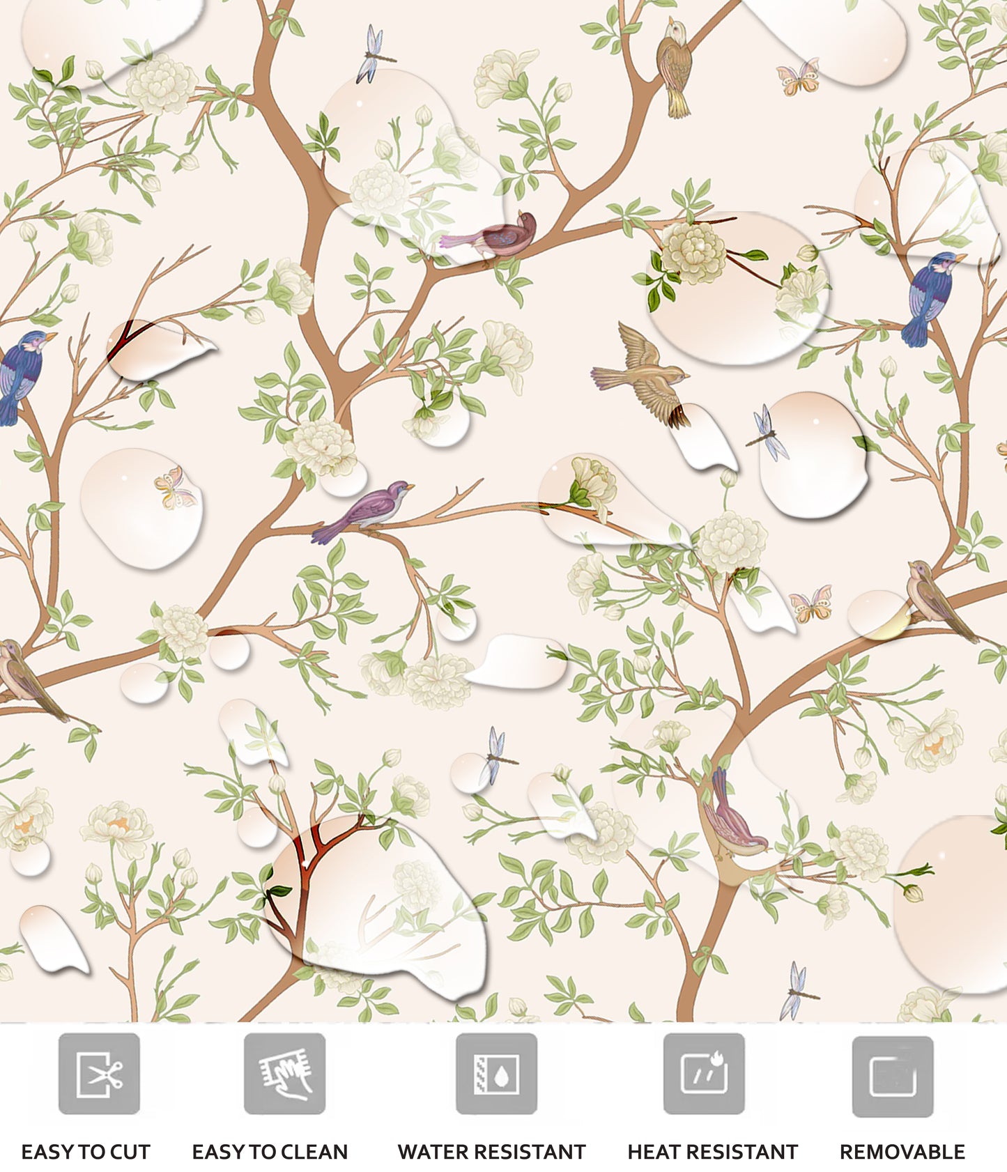 Chinoiserie Ivory Peel & Stick Wallpaper