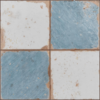 Vintage Weathered Ocean & off White Checker Peel & Stick Tile