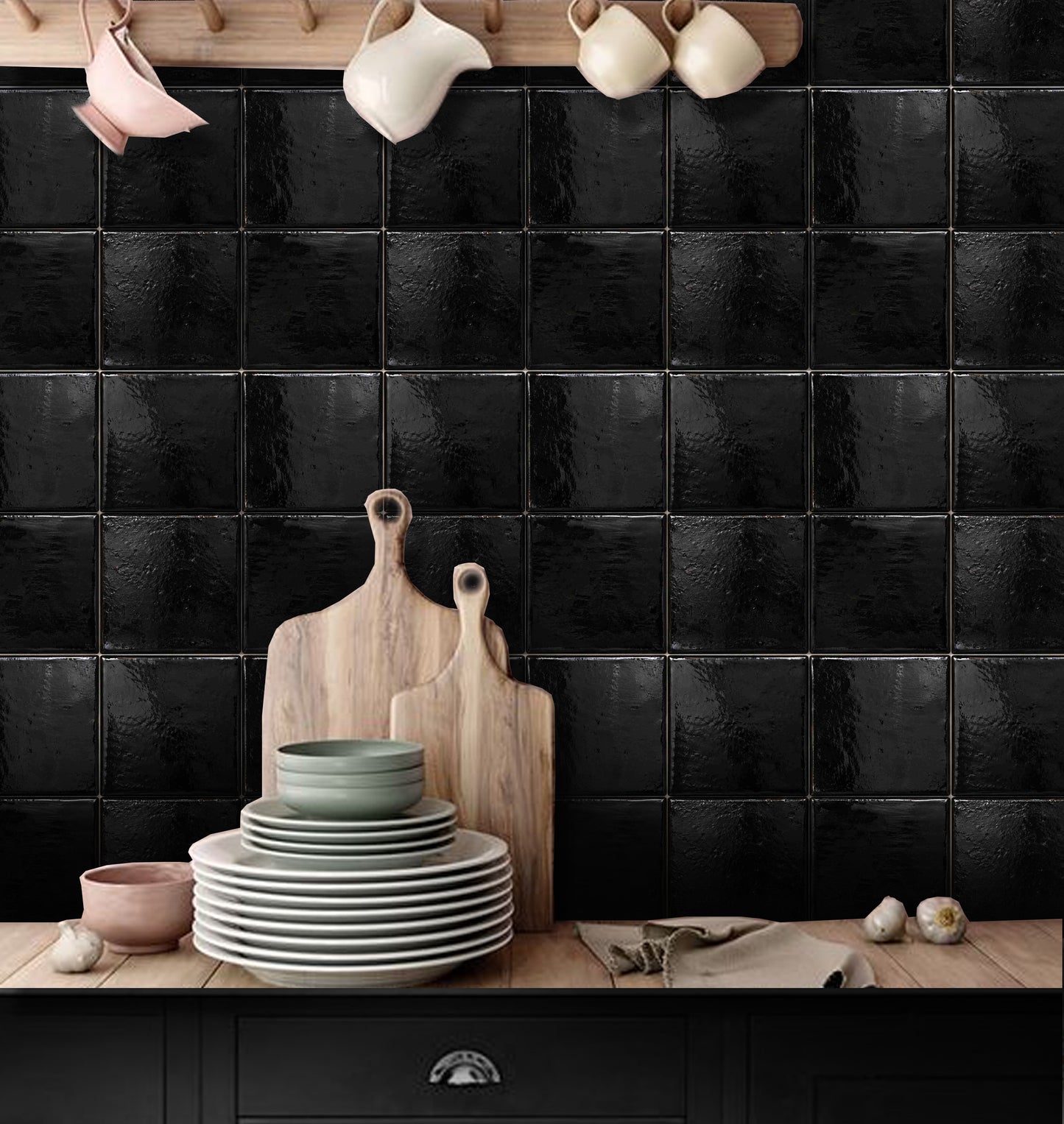 Black Souk  Peel & Stick Tile ( Glossy )