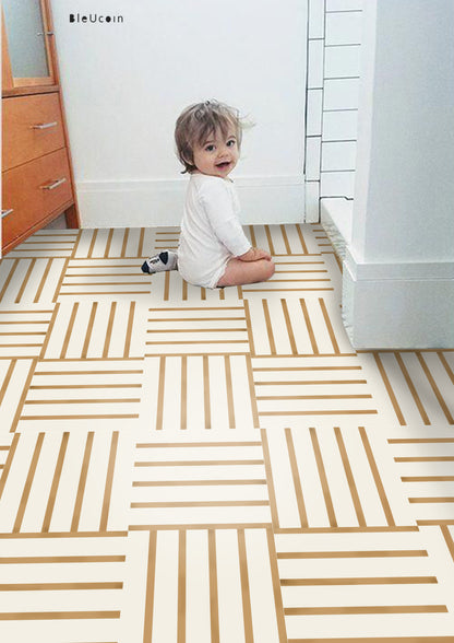 Subway Stripe Tan  Peel & Stick Anti Slip Flooring