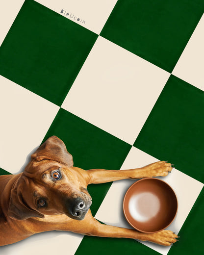Moss Green & off White Checker Anti Slip Flooring
