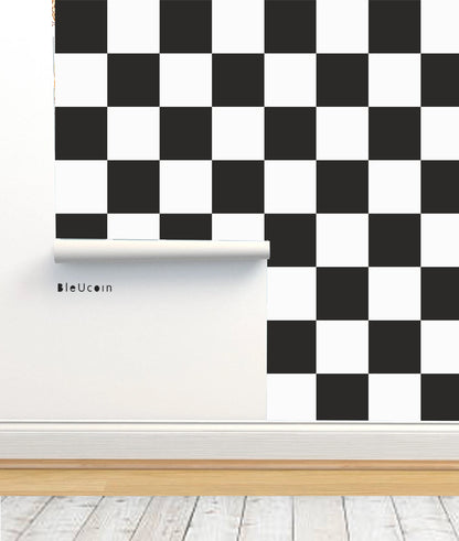Black & White Checker Peel & Stick Wallpaper