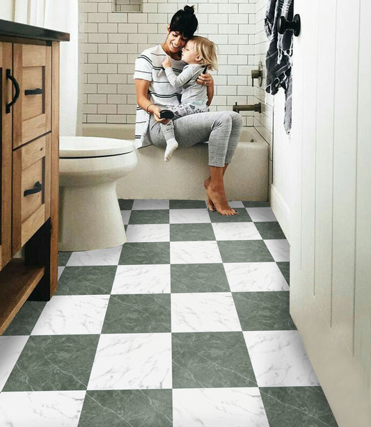 Marble Jade & White Checker Anti Slip Flooring