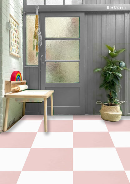 French Rose & off White Checker Anti Slip Flooring