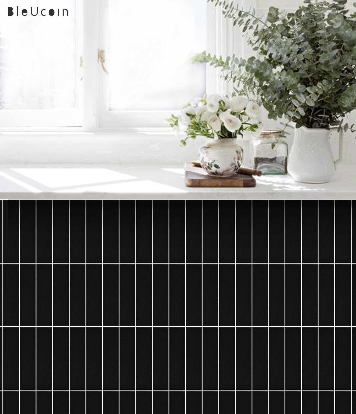 Lyon Black Kitkat  Peel & Stick Tile