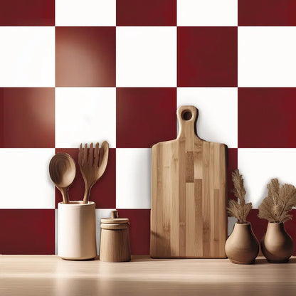 Sangria & off White Checker Peel & Stick Tile