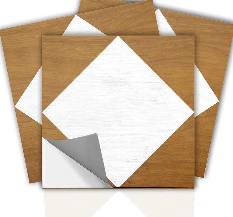 Diamond Tan Wood Diamond Peel & Stick Tile