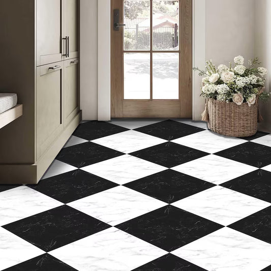 Marble Black & White Checker Anti Slip Flooring