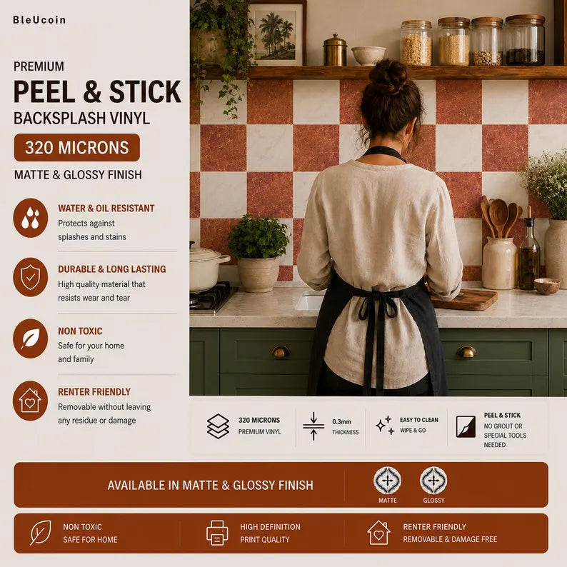 Tuscany Marble Checker Peel & Stick Tile