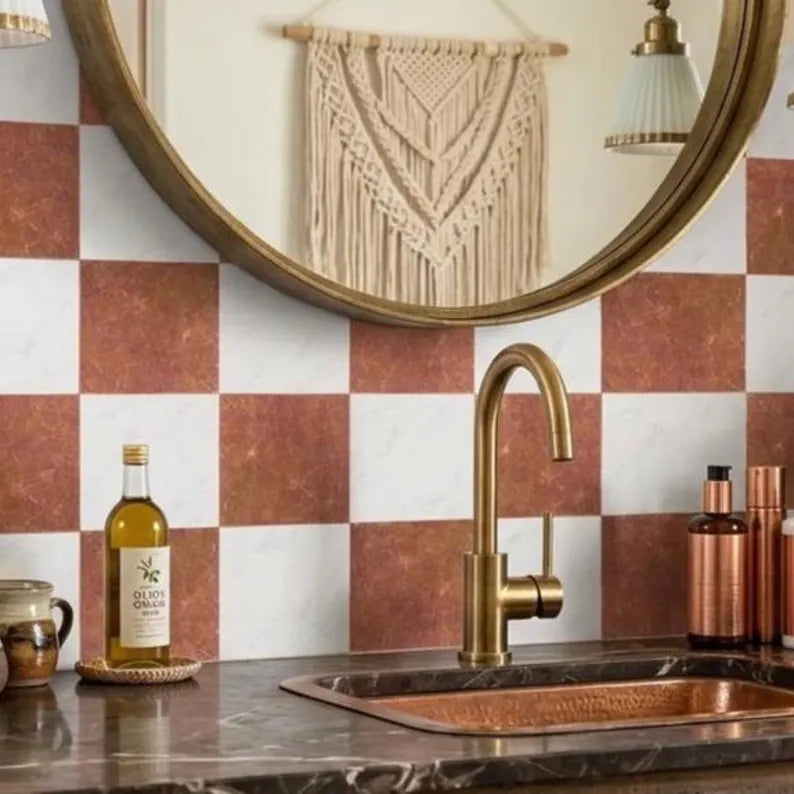 Tuscany Marble Checker Peel & Stick Tile