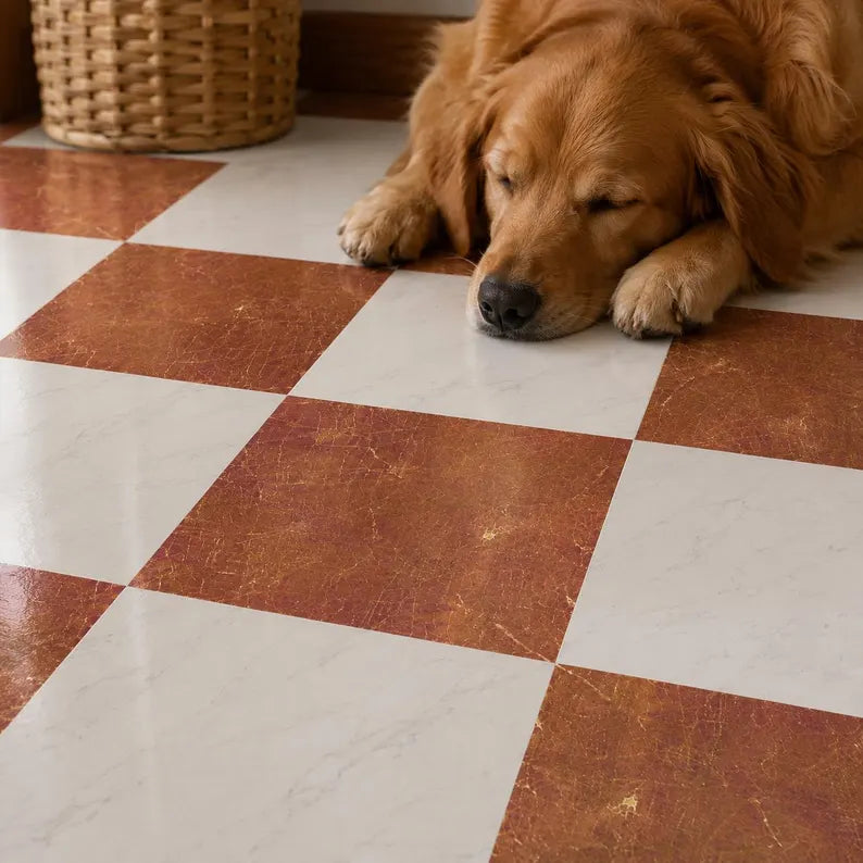 Tuscany Marble Checker Peel & Stick Tile