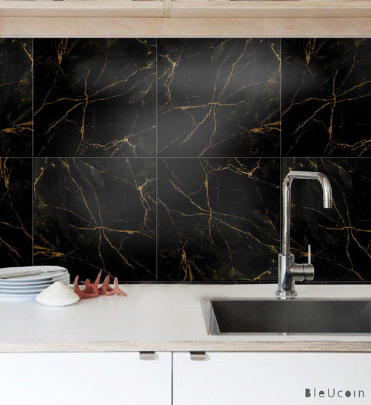Black Gold Marble Peel & Stick Tile